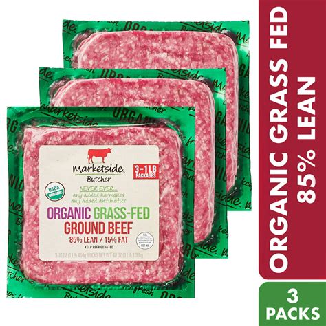 Marketside Butcher Organic Grass Fed 85 Lean15 Fat Ground Beef 1 Lb