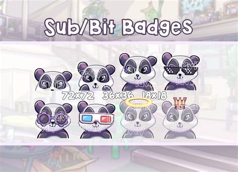 Sweet Panda Sub Badges Bit Badges For Your Twitch Channel Etsy
