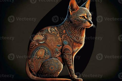 Australia Aboriginal Cat Portrait Illustration Generative Ai 23968478