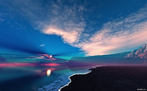 Wallpaper Sunlight Colorful Digital Art Sunset Sea Reflection