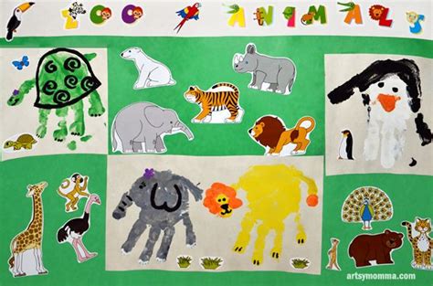 Zoo Animals made with Handprints | Handprint crafts, Bear crafts
