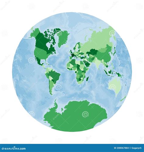World Map Van Der Grinten Ii Projection Stock Vector Illustration Of