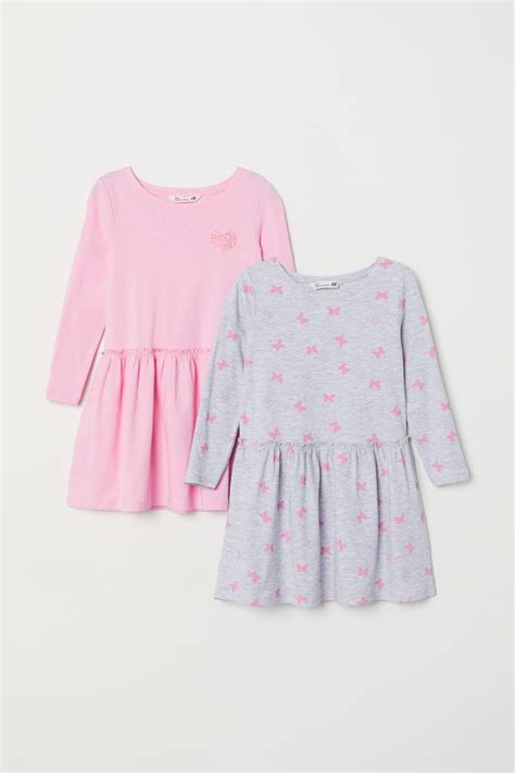 2 Pack Jersey Dresses Graypink Kids Handm Us