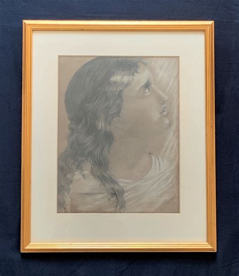 Antique K Crawford 1873 19th Century Pencil And Charcoal Portrait Study