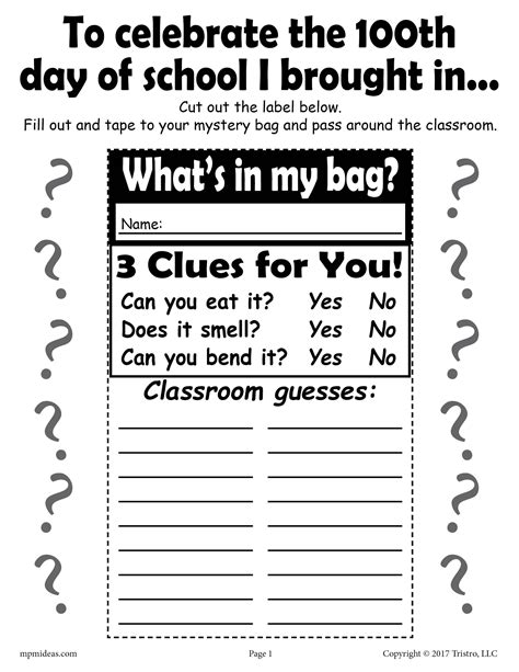 Hundred Days Mystery Bag What In My Bag Student Reading 100 Days Of