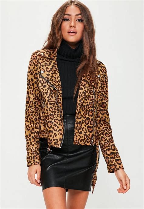 Brown Leopard Print Biker Jacket Fashion Clothes Women Fashion