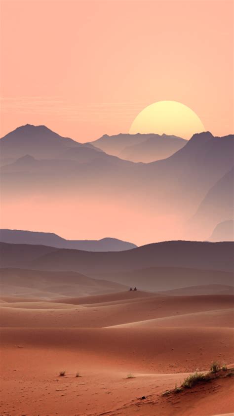 Download Wallpaper Sunset On The Desert Dunes 1080x1920
