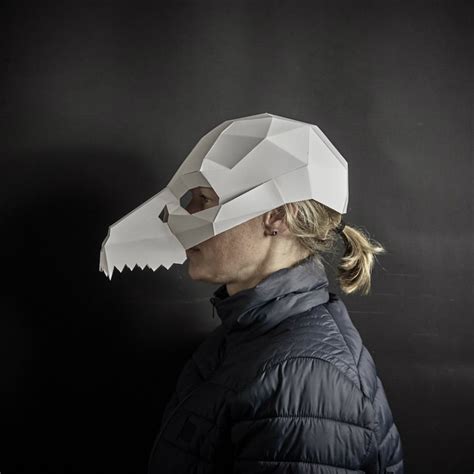 Dog Skull 3d Papercraft Mask Template Low Poly Paper Mask Etsy
