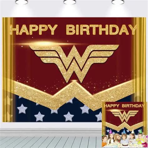 Wonder Woman Happy Birthday Backdrop Banner Background Cartoon Decoration X Ft Picclick Uk