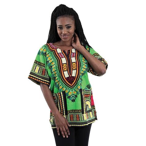 Traditional Dashiki Lime Dress Shirts For Women Traditional African