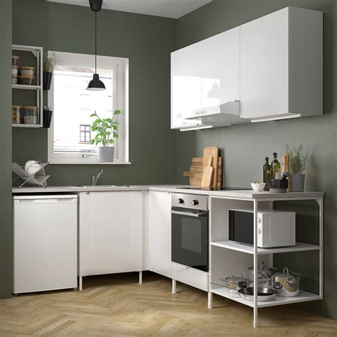 Enhet Corner Kitchen Whitehigh Gloss White Ikea