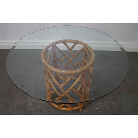 Simple, and cost effective for replacing your rattan table glass. Round Glass Top Rattan Base Dining Table | Chairish