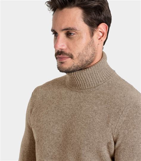 Soft Pepper Pure Lambswool Mens Lambswool Polo Neck Jumper
