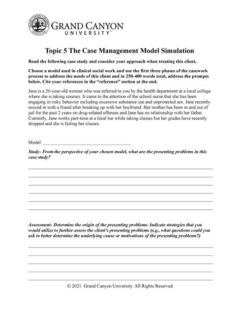 Case Management Model Simulation Choose A Model Used In Clinical
