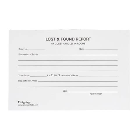 Registry Lost And Found Report Form 4 X 6 500pack Lost And Found Reports Forms Office