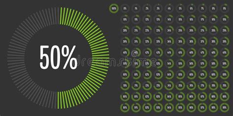 Set Of Circle Percentage Diagrams From 0 To 100 Stock Vector
