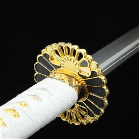 Handmade Gold Sunflower Tsuba Real Katana Japanese Samurai Swords With