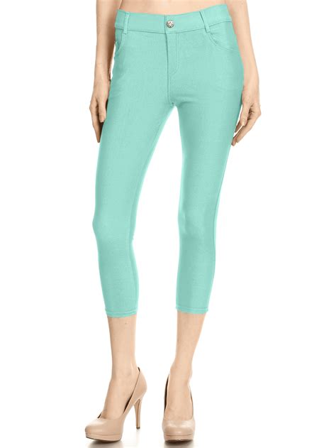 Simlu Capri Jeggings For Women Pull On High Waisted Jeggings Skinny Jeans With Pockets