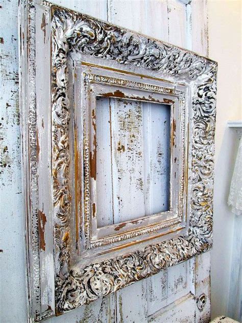 Large Ornate Frame Painted Gray W White French Farmhouse Etsy