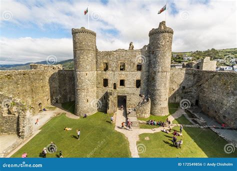 Editorial Interior Of Harlech Castle With Towers Gatehouse And