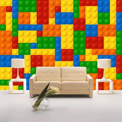 3d Lego Bricks Mural Wallpaper Wallcovering Free Shipping Bvm Home