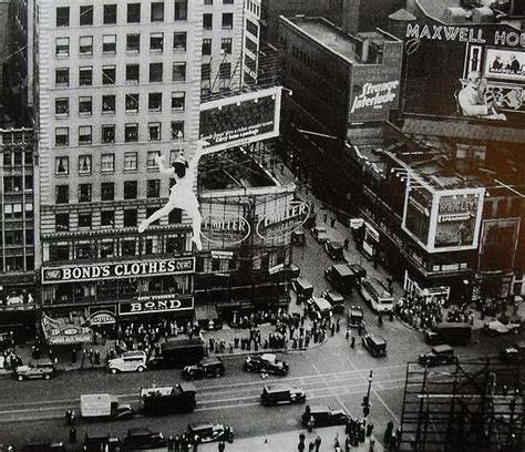 1935 Times Square Nyc Aerialist Acrobat Circus New York City Vintage
