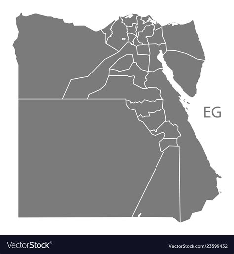 Egypt Governorates Map Grey Royalty Free Vector Image