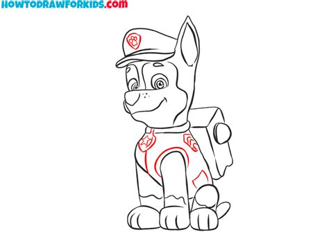 How To Draw Chase From Paw Patrol Easy Drawing Tutorial For Kids