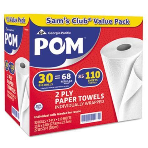 Pom™ Perforated Paper Towels By Georgia Pacific White 110 Sheets 30