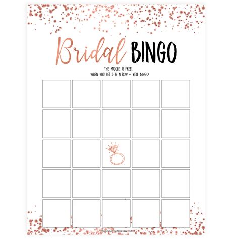 Rose Gold Bridal Bingo Game Shop Printable Bridal Shower Games