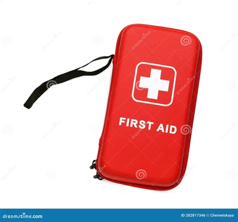 Red First Aid Kit Isolated On White Top View Stock Photo Image Of