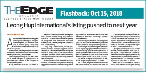 Rounded to the nearest thousand. Leong Hup International seeks Main Market re-entry | The ...