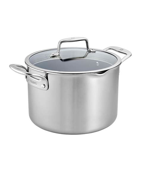 Stainless steel stock pot with lid. J.A. Henckels Zwilling Clad CFX 8-Qt. Stock Pot with ...