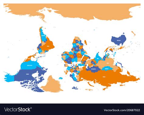 Reversed Or Upside Down Political Map World Vector Image