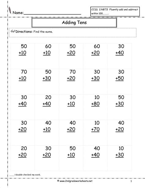 Adding Whole Numbers 4th Grade Worksheet