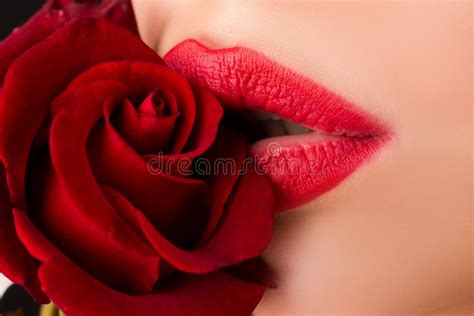 Trendy Glamorous Fashion Makeup Sensual Red Lips Lips With Lipstick