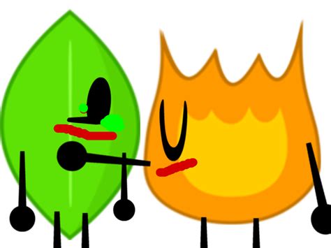 Bfdi Firey And Leafy Kissing