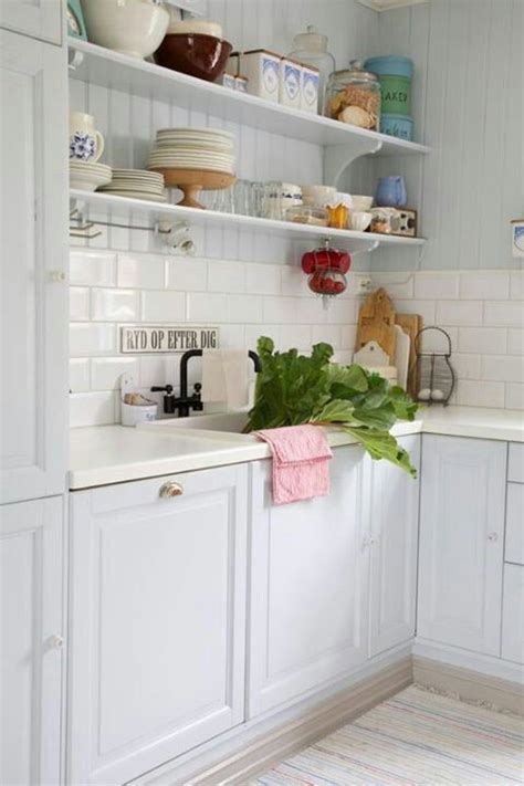 Good morning together today i'll get in touch again. Pale blue country kitchen! | Shabby chic kitchen shelves ...