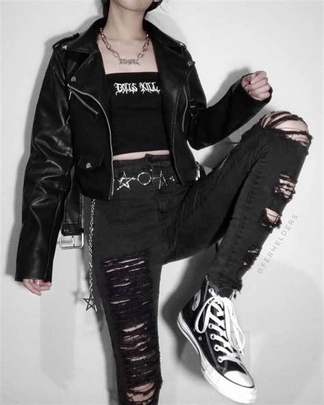 Black Edgy Grunge Aesthetic Outfit E Girl Edgy