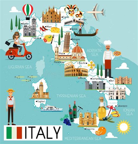Mapa Del Viaje De Italia Ilustración Del Vector Ilustración De