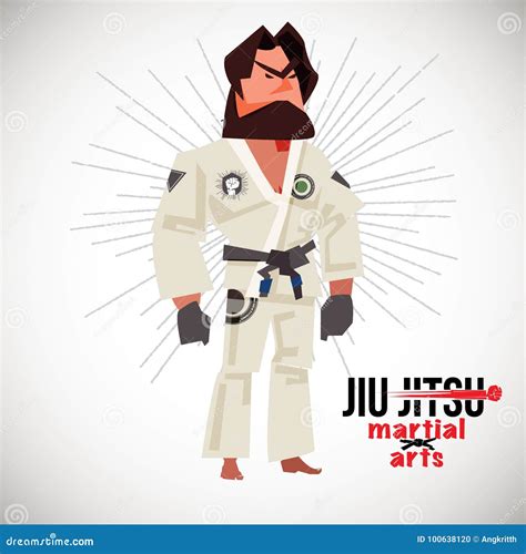 Brazilian Jiu Jitsu Bjj Fighter Character Design With Logotype