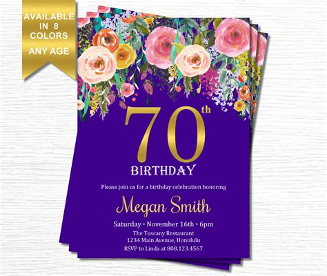 70th Birthday Invitation Surprise 70th Birthday Invitation