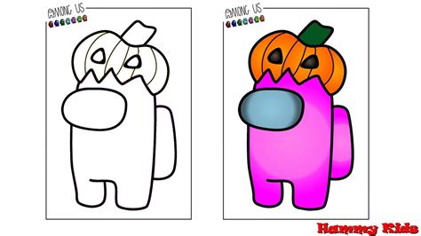 Among Us Halloween How To Draw And Color Among Us Pumpkin Drawings