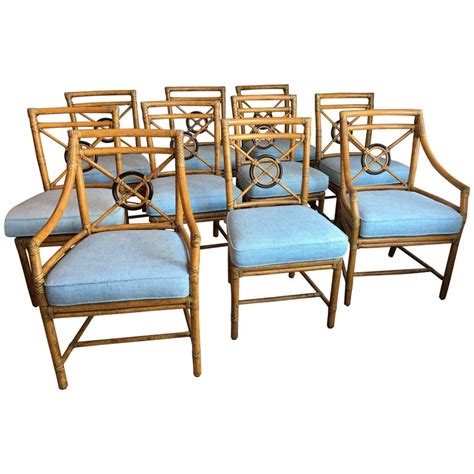 Set of Ten 'Target' Rattan Dining Chairs by McGuire at 1stDibs