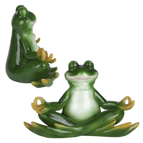 Strike A Pose Zen Yoga Frog Statues Set Of Two Qm913096 Design Toscano