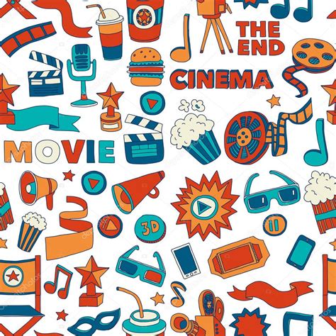 Cinema icons set. Cinema pattern. Cinema icons. Cinema ...