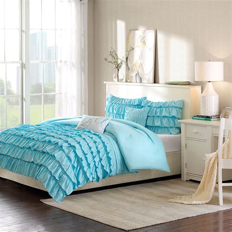 Beautiful Modern Blue Light Aqua White Textured Ruffled