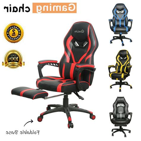Computer gaming chair executive office chairs racer recliner pu seat or footrest. Gaming Chair Racing Ergonomic Recliner Office Computer Desk
