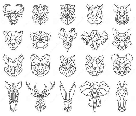 Polygonal Geometric Linear Animal Fox Deer Bear Portraits Animals