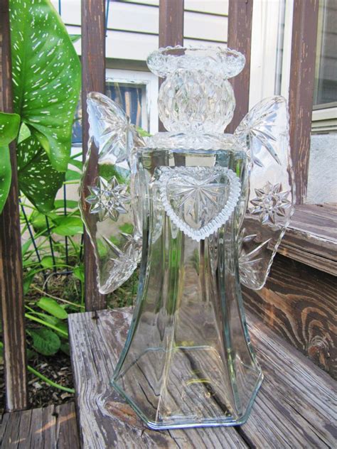 Garden Glass Angel Glass Angel Angel Sculpture Upcycled Glass Garden
